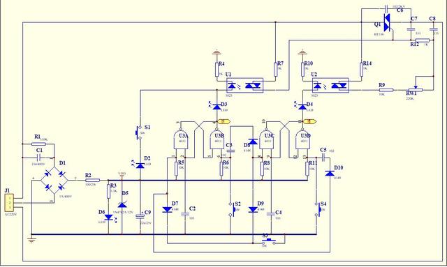 一款基于分立元件設計的果汁機電機高低速控制電路